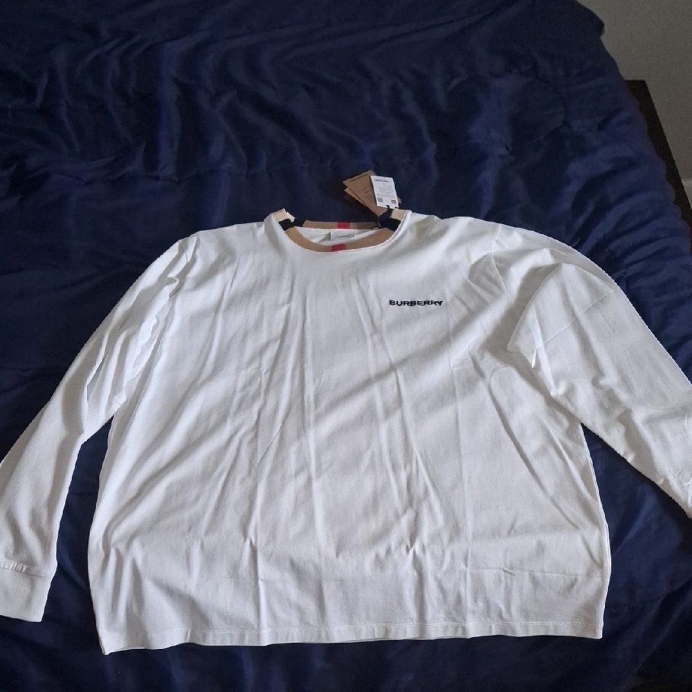 White Burberry Men's LS Tee